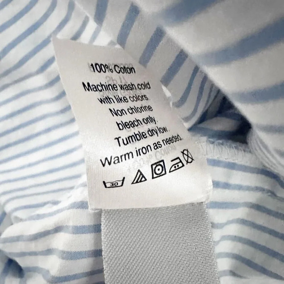 MADEWELL | Womens Off Shoulder Top Blouse Cotton White Blue Striped | Size XL - Picture 6 of 6